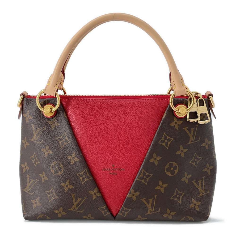 Louis Vuitton Monogram V Tote Handbag Shoulder Bag Red